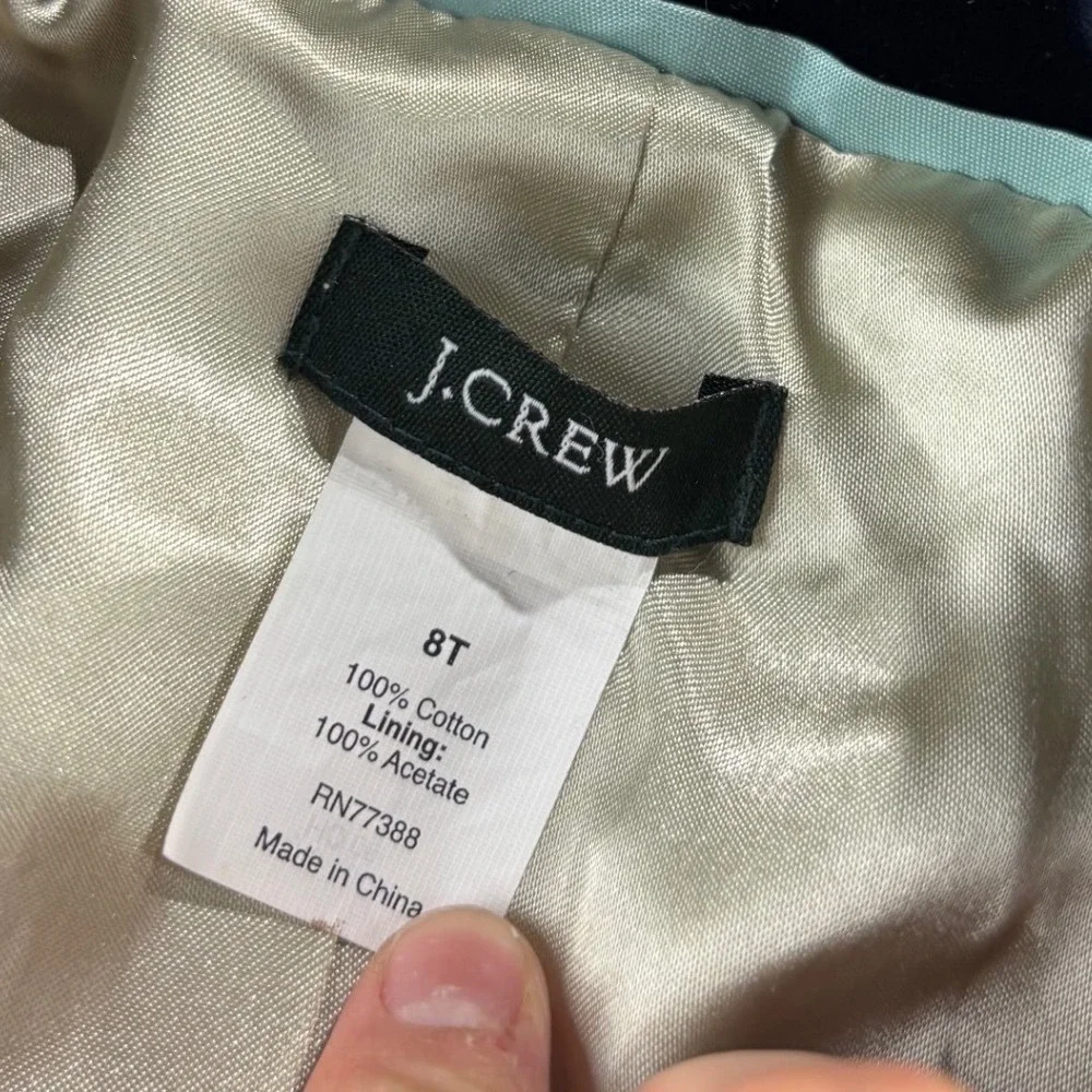 J.Crew Navy Blue Cotton Velvet Peplum Blazer Jacket Size 8T Preppy Academia Goth